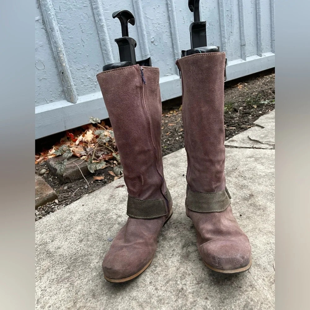 John Fluevog Radio RTP,  suede zip side boots, size 6
